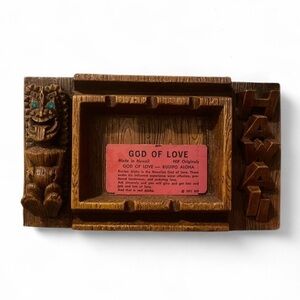 Hawaii Ashtray Tiki Style w/ Jewel Kuuipo 1971 God of Love Vintage Hawaiian